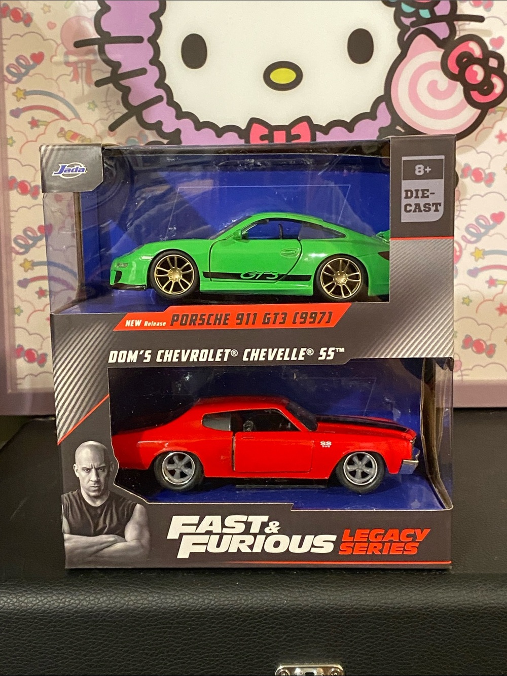 NIB 1:32 x2 F&F Porsche 911 Gt3 && Doms Chevrolet Chevelle SS ❤️💚